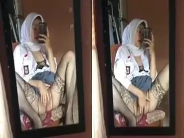 Ukhti Siswi Hijab Cantik Live Kasur Cermin